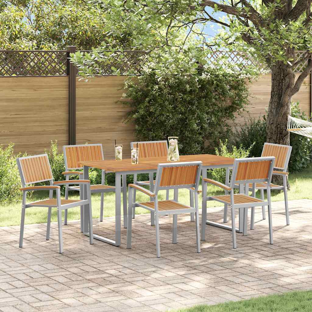 Sodo valgomojo komplektas 7 pcs Pilka ir ruda 160 x 80 x 75 cm