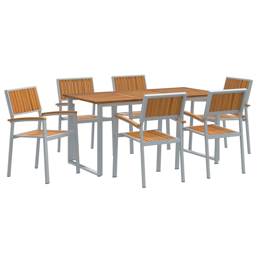 Sodo valgomojo komplektas 7 pcs Pilka ir ruda 160 x 80 x 75 cm