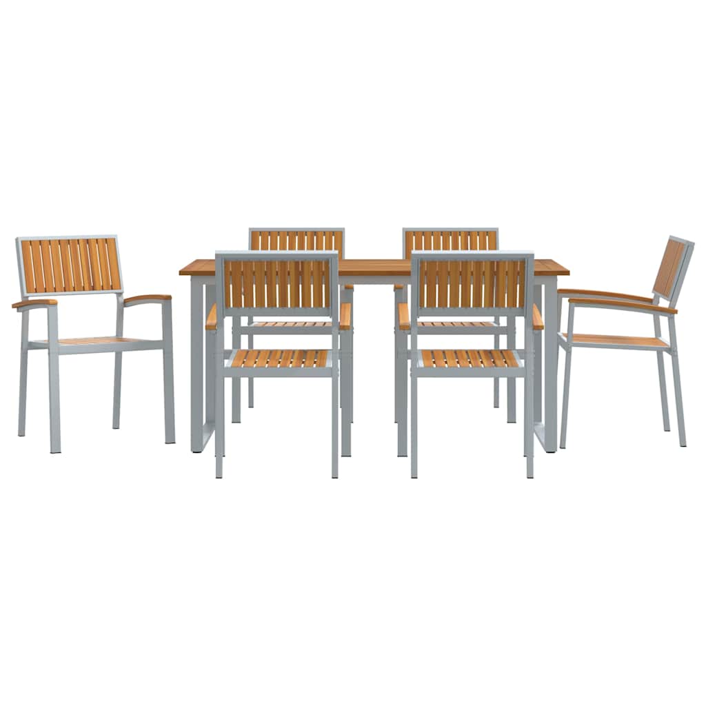Sodo valgomojo komplektas 7 pcs Pilka ir ruda 160 x 80 x 75 cm