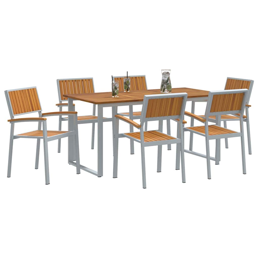 Sodo valgomojo komplektas 7 pcs Pilka ir ruda 160 x 80 x 75 cm