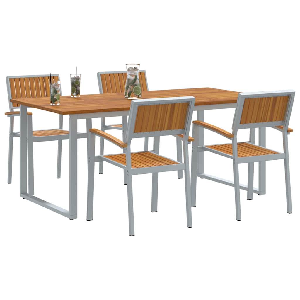 Sodo valgomojo komplektas 5 pcs Pilka ir ruda 180 x 90 x 75 cm