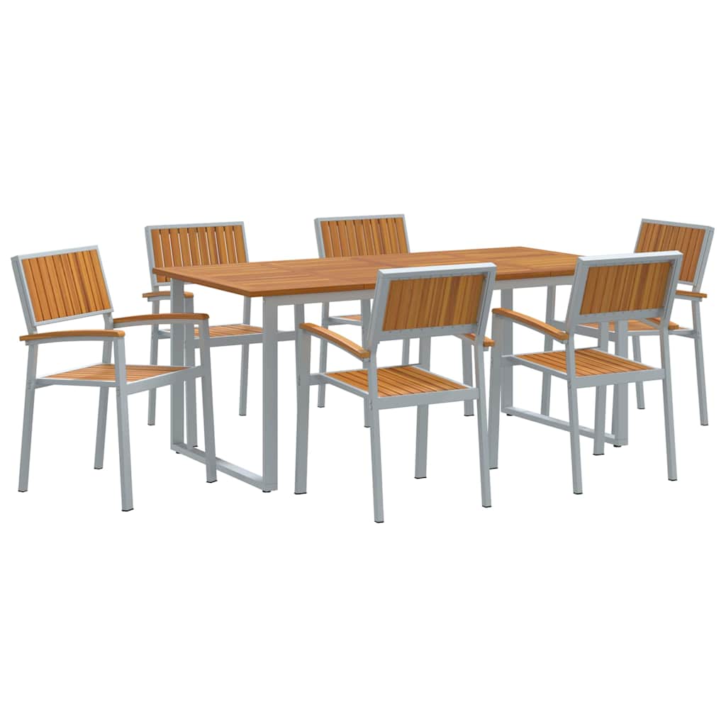 Sodo valgomojo komplektas 7 pcs Pilka ir ruda 180 x 90 x 75 cm