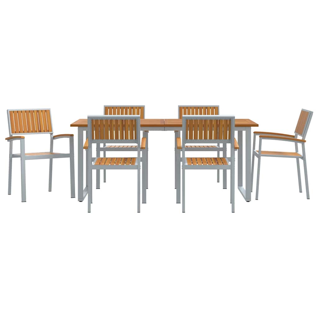 Sodo valgomojo komplektas 7 pcs Pilka ir ruda 180 x 90 x 75 cm