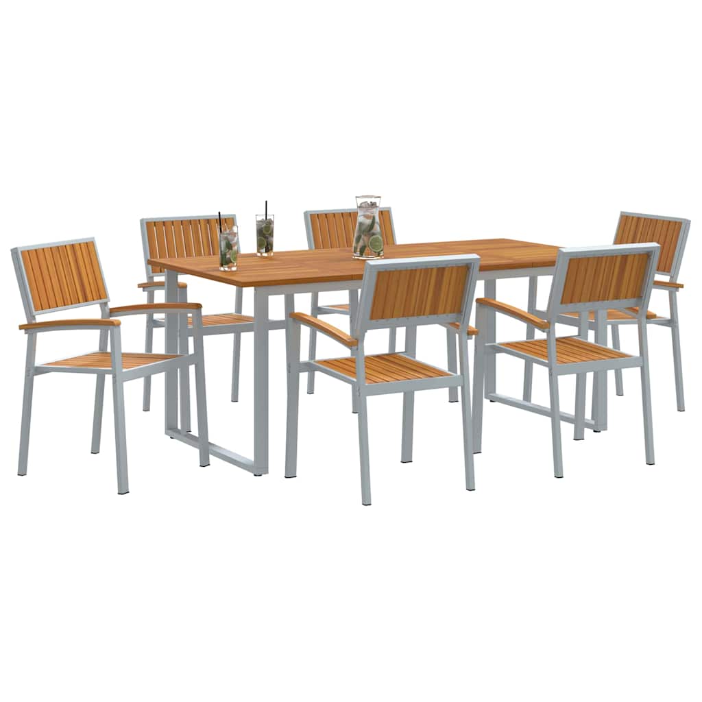 Sodo valgomojo komplektas 7 pcs Pilka ir ruda 180 x 90 x 75 cm