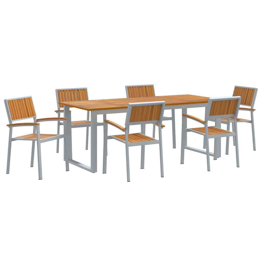 Dārza pusdienu komplekts 7 daļas Pelēks un brūns 200 x 90 x 75 cm