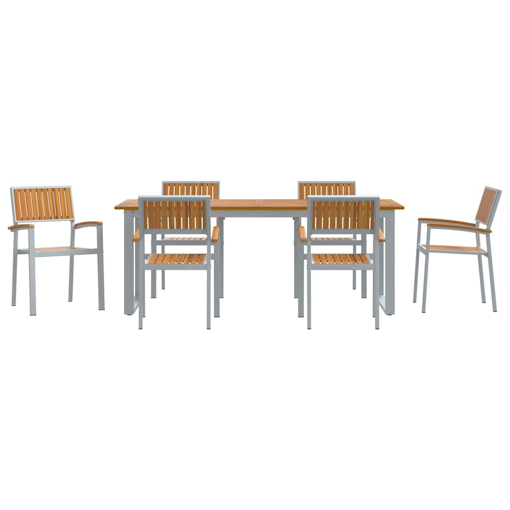 Dārza pusdienu komplekts 7 daļas Pelēks un brūns 200 x 90 x 75 cm