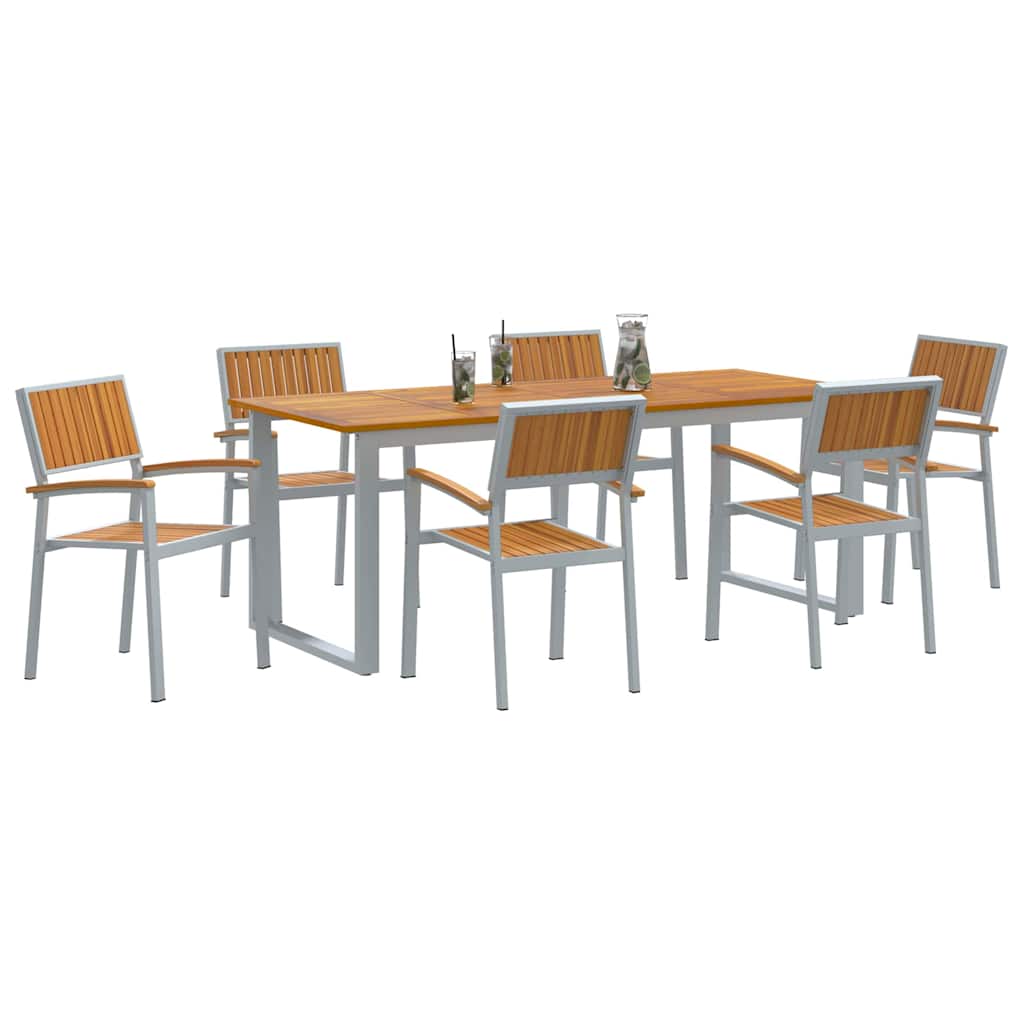Dārza pusdienu komplekts 7 daļas Pelēks un brūns 200 x 90 x 75 cm