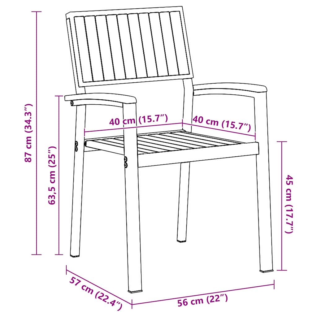 Dārza pusdienu komplekts 7 daļas Pelēks un brūns 200 x 90 x 75 cm