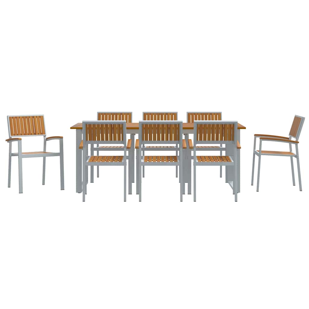 Sodo valgomojo komplektas 9 pcs Pilka ir ruda 200 x 90 x 75 cm