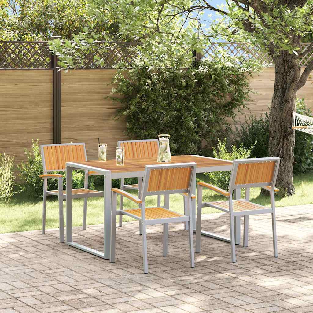 Sodo valgomojo komplektas 5 pcs Pilka ir ruda 140 x 80 x 75 cm