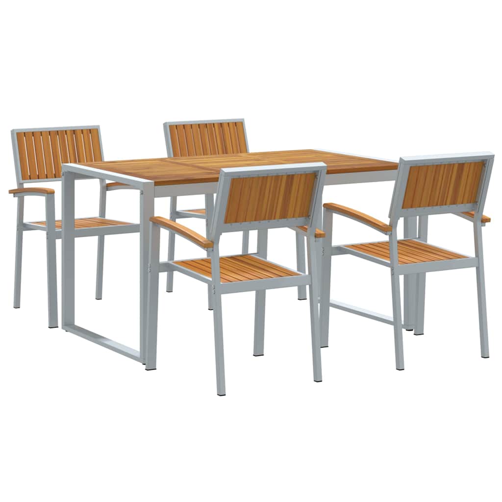 Sodo valgomojo komplektas 5 pcs Pilka ir ruda 140 x 80 x 75 cm
