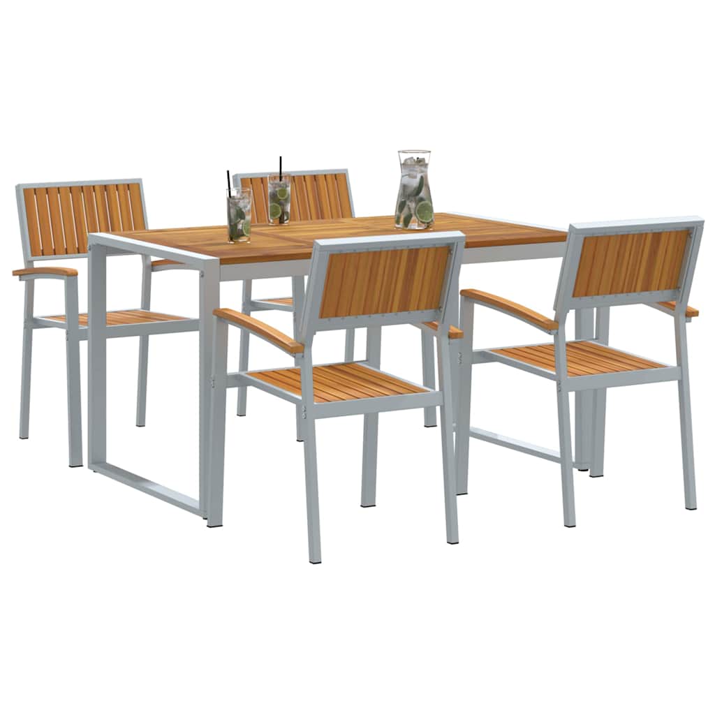Sodo valgomojo komplektas 5 pcs Pilka ir ruda 140 x 80 x 75 cm