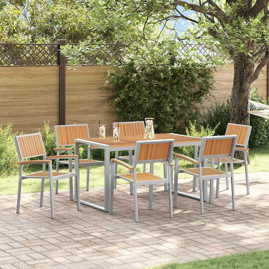 Sodo valgomojo komplektas 7 pcs Pilka ir ruda 140 x 80 x 75 cm
