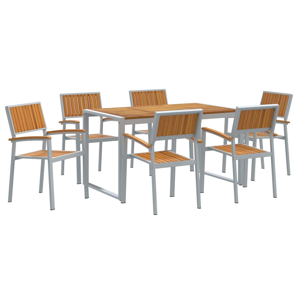 Sodo valgomojo komplektas 7 pcs Pilka ir ruda 140 x 80 x 75 cm