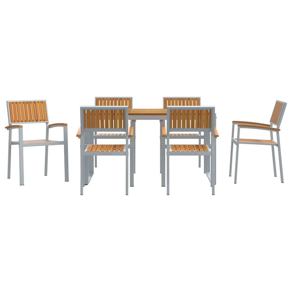 Sodo valgomojo komplektas 7 pcs Pilka ir ruda 140 x 80 x 75 cm