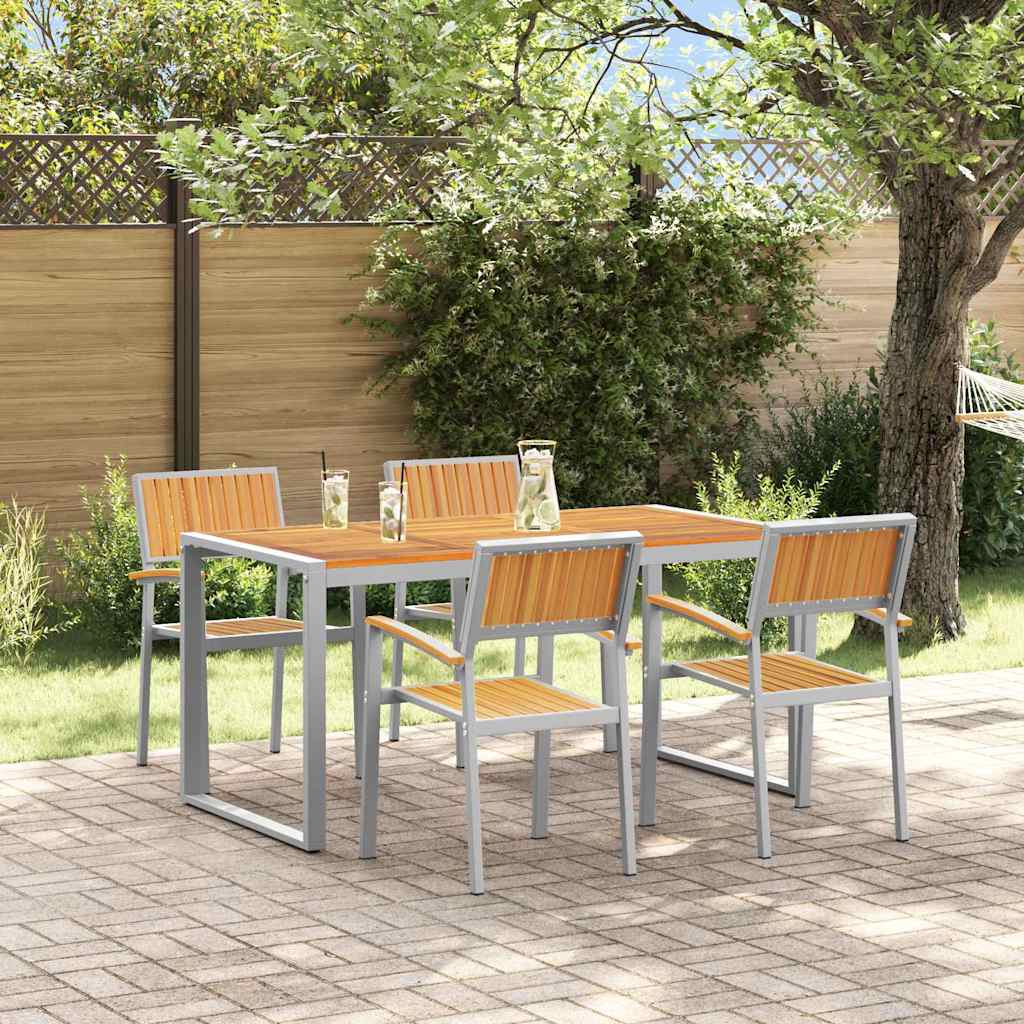 Sodo valgomojo komplektas 5 pcs Pilka ir ruda 160 x 80 x 75 cm
