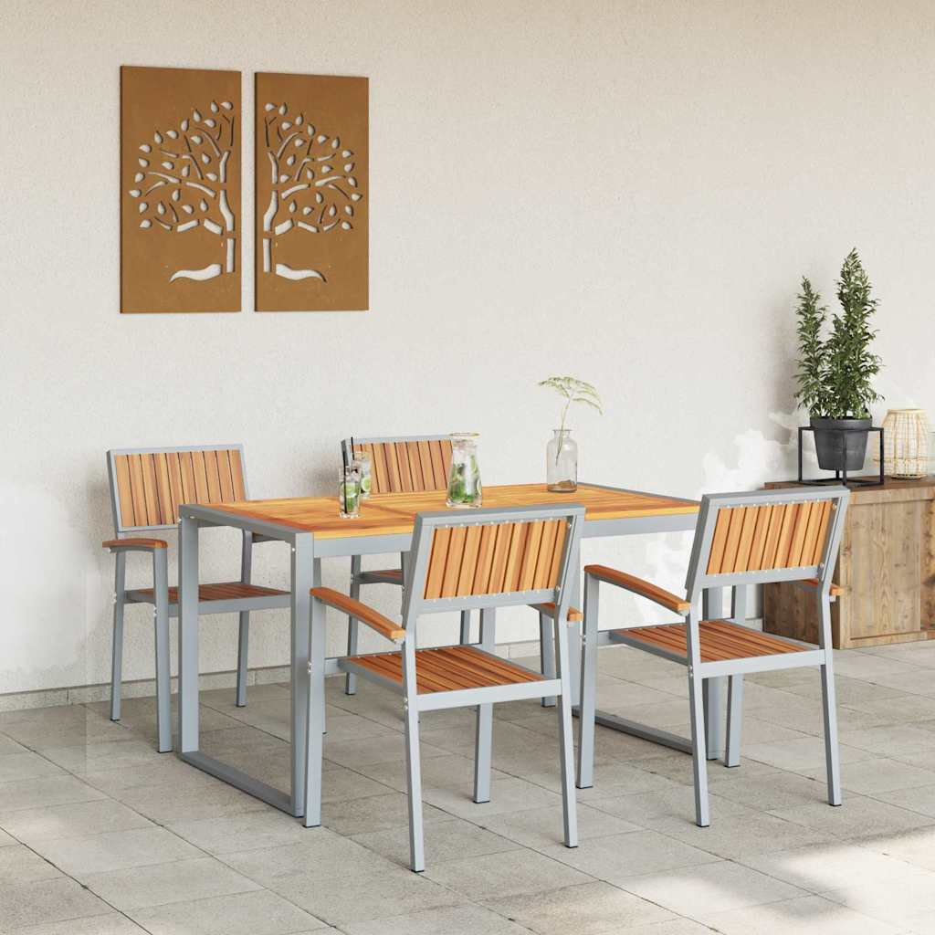 Sodo valgomojo komplektas 5 pcs Pilka ir ruda 160 x 80 x 75 cm