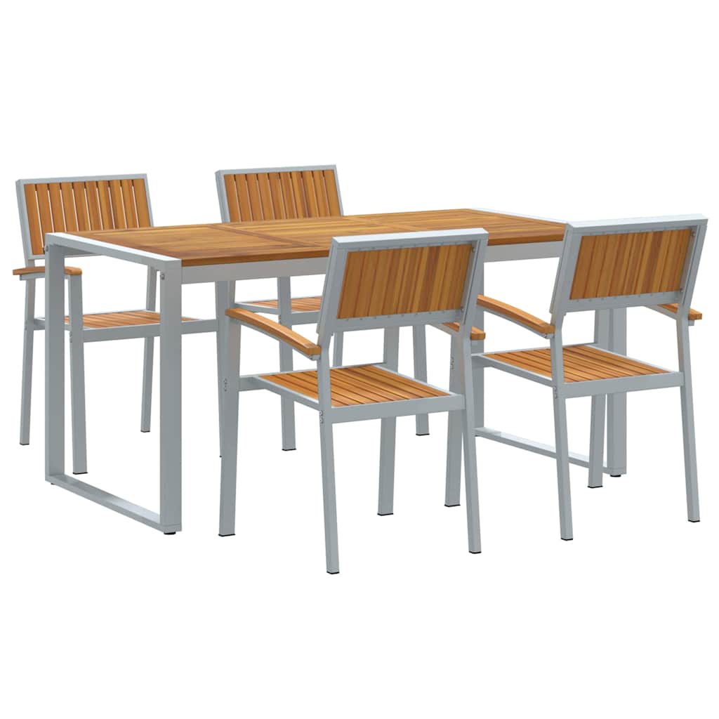 Sodo valgomojo komplektas 5 pcs Pilka ir ruda 160 x 80 x 75 cm
