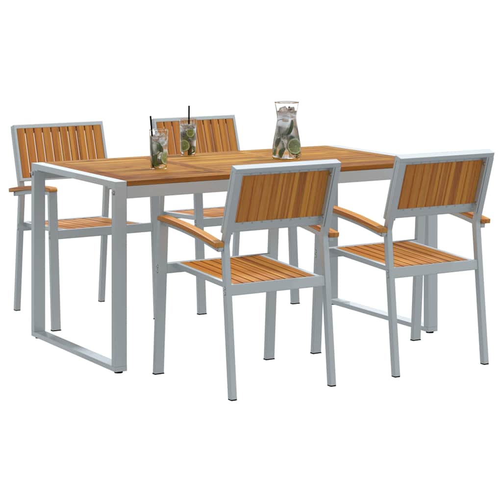 Sodo valgomojo komplektas 5 pcs Pilka ir ruda 160 x 80 x 75 cm
