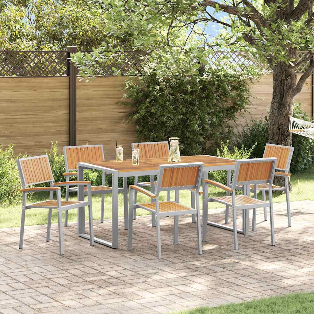 Sodo valgomojo komplektas 7 pcs Pilka ir ruda 160 x 80 x 75 cm