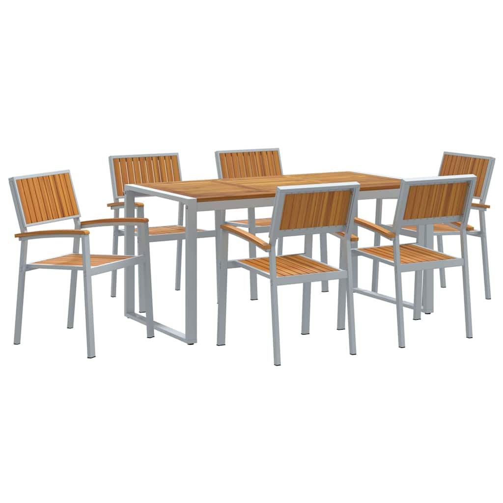 Sodo valgomojo komplektas 7 pcs Pilka ir ruda 160 x 80 x 75 cm