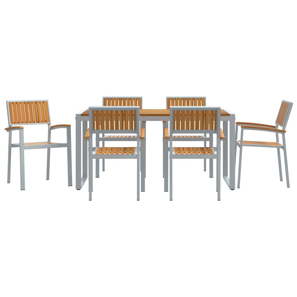 Sodo valgomojo komplektas 7 pcs Pilka ir ruda 160 x 80 x 75 cm