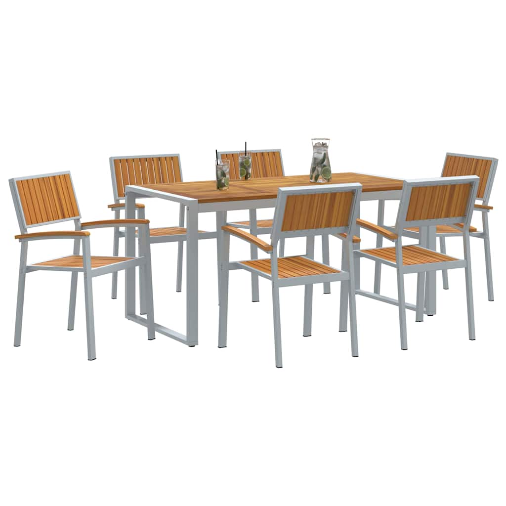 Sodo valgomojo komplektas 7 pcs Pilka ir ruda 160 x 80 x 75 cm