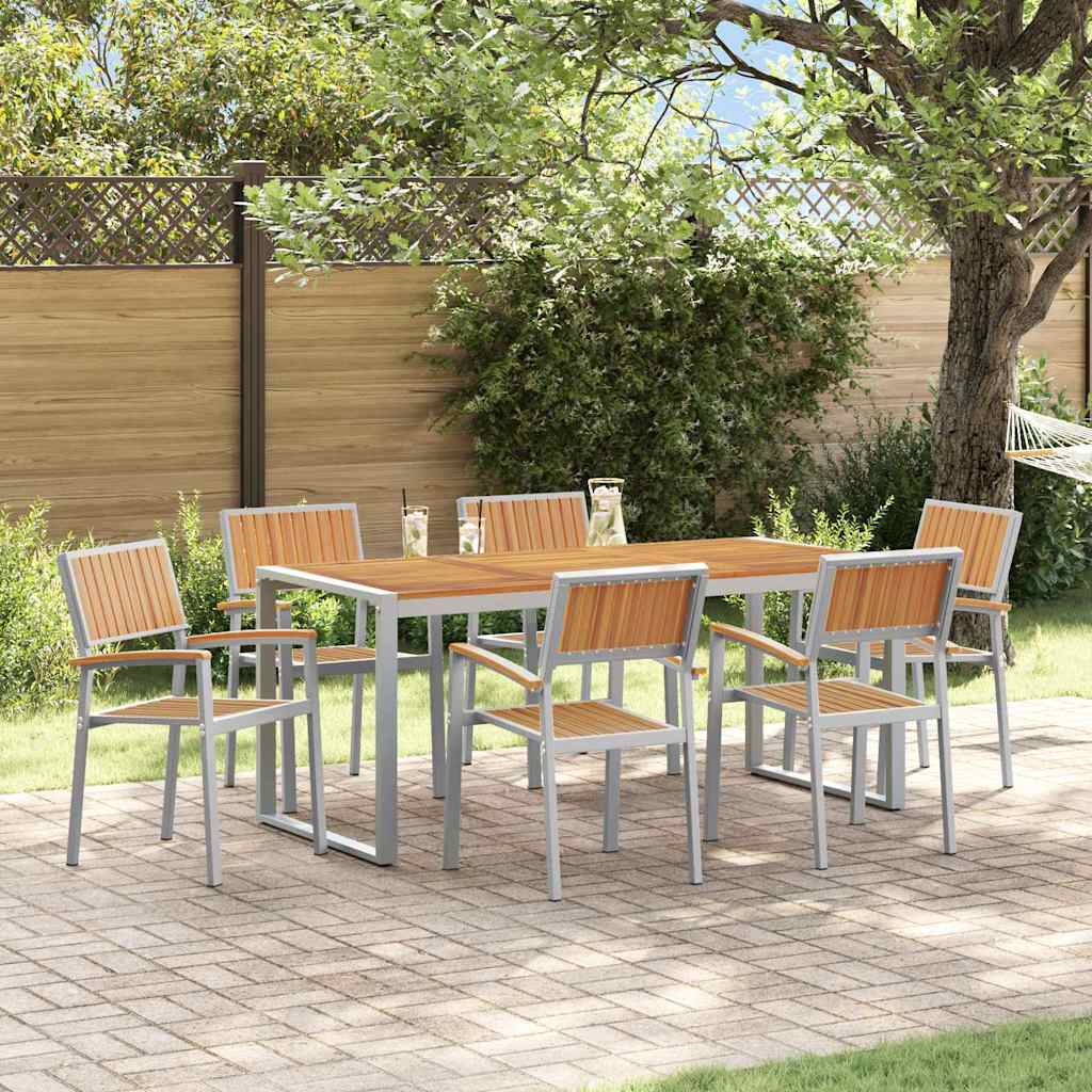 Garden Dining Set 7 pcs Grey and Brown 180 x 90 x 75 cm