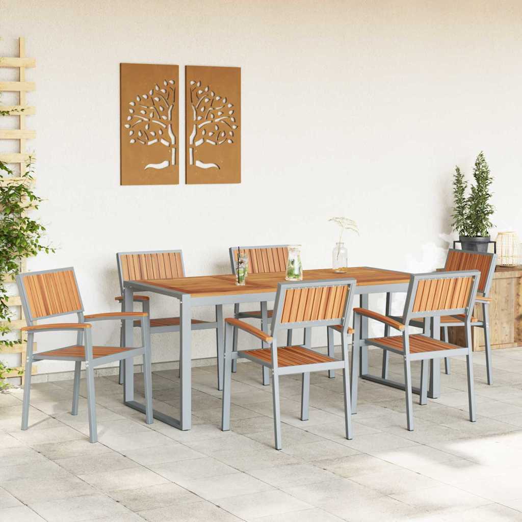 Garden Dining Set 7 pcs Grey and Brown 180 x 90 x 75 cm