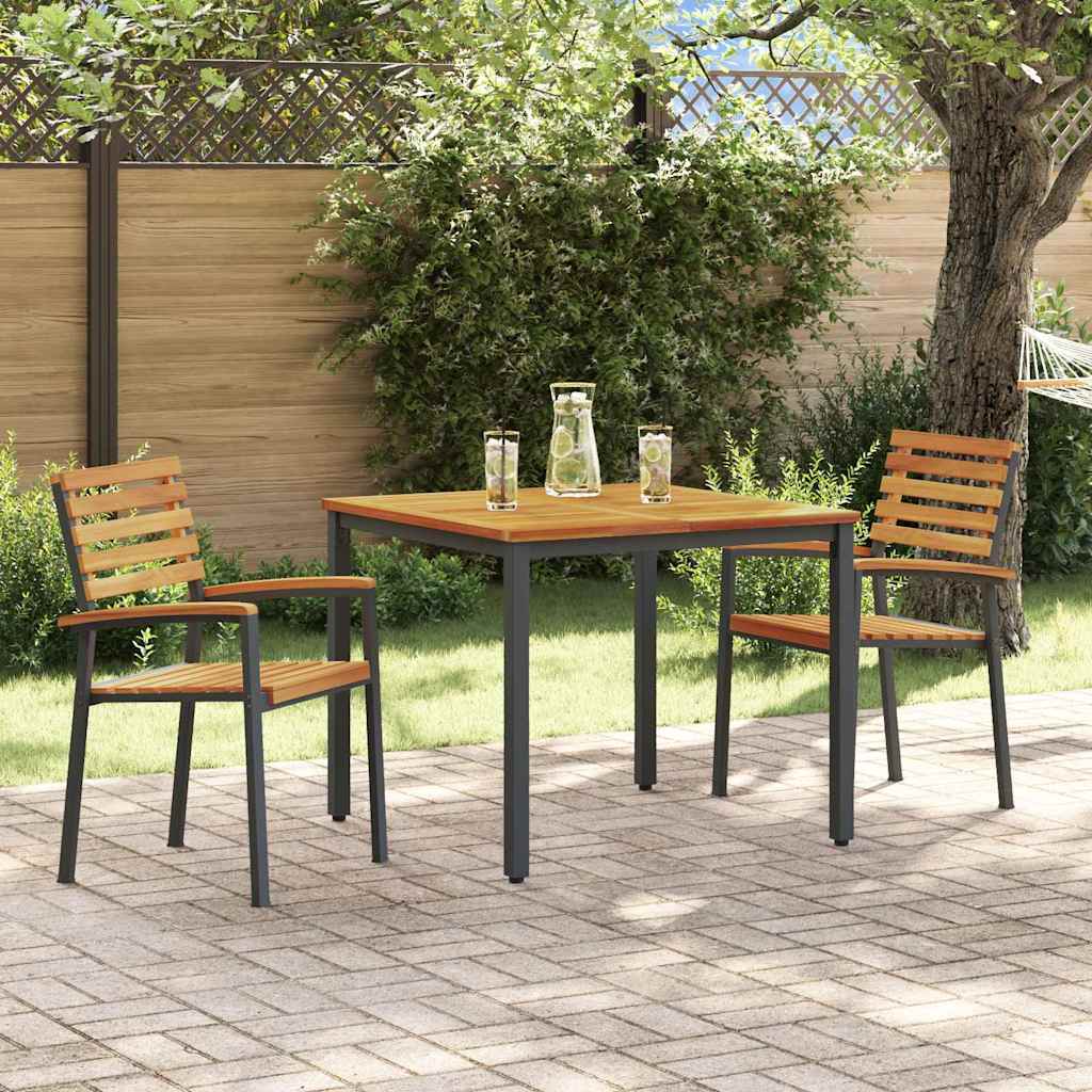 Sodo valgomojo komplektas 3 pcs Juoda Kietos akacijos mediena
