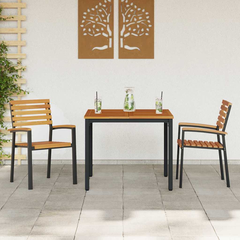 Sodo valgomojo komplektas 3 pcs Juoda Kietos akacijos mediena