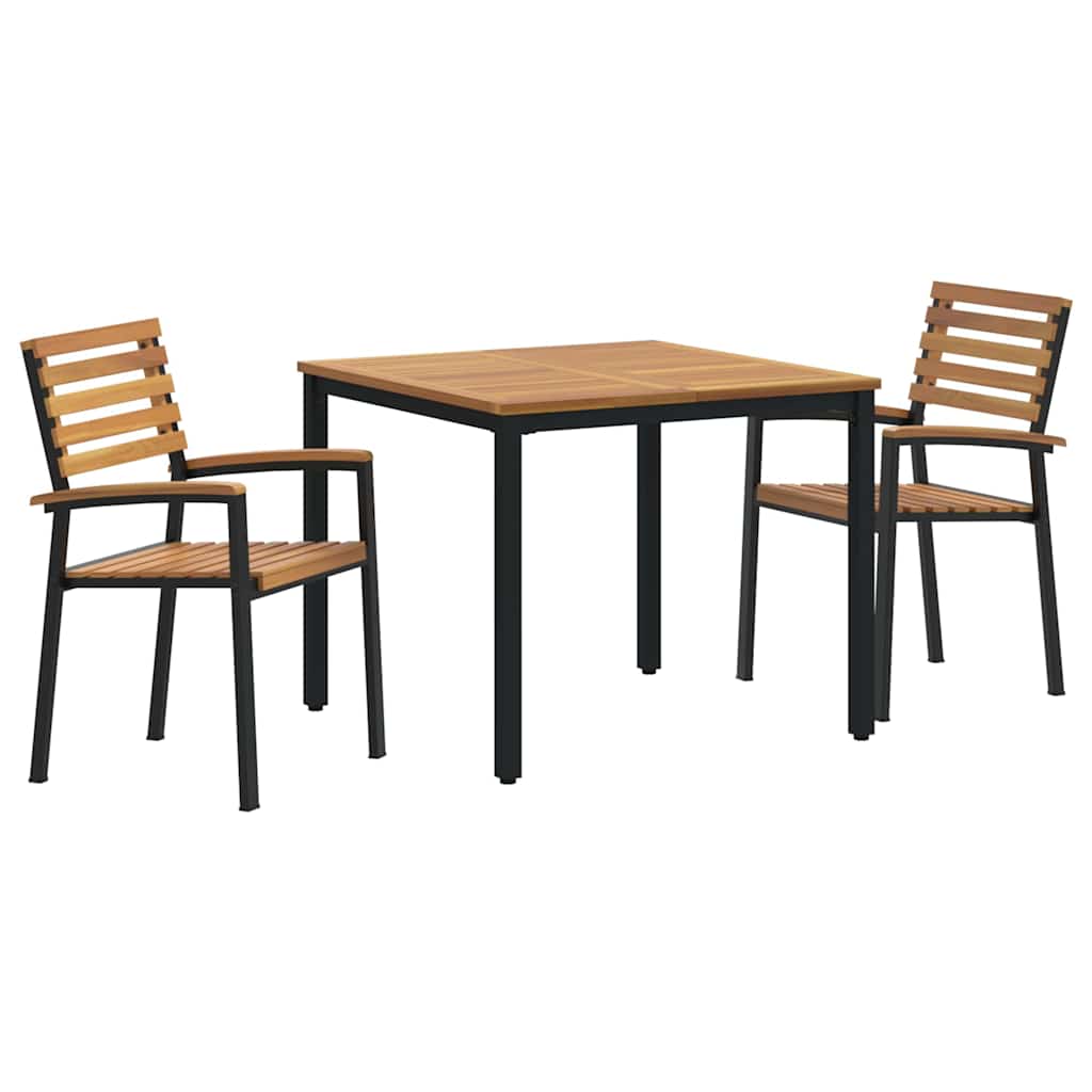 Sodo valgomojo komplektas 3 pcs Juoda Kietos akacijos mediena