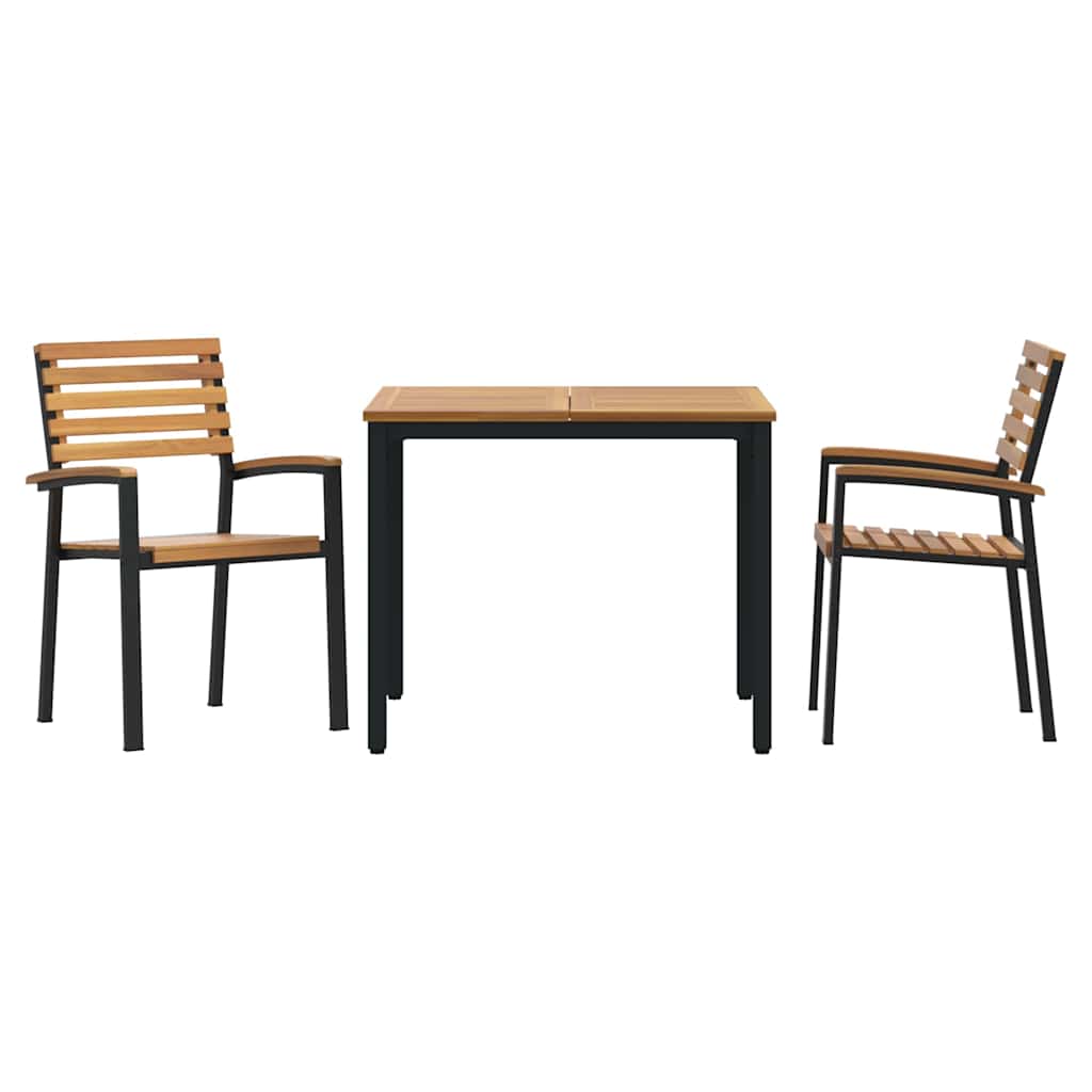Sodo valgomojo komplektas 3 pcs Juoda Kietos akacijos mediena