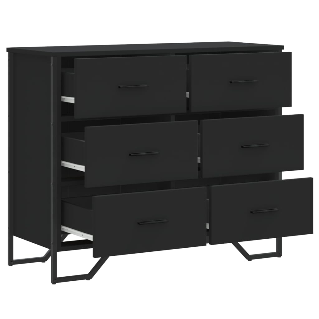 Chest of drawers, black, 91x35.5x74.5cm, engineered wood