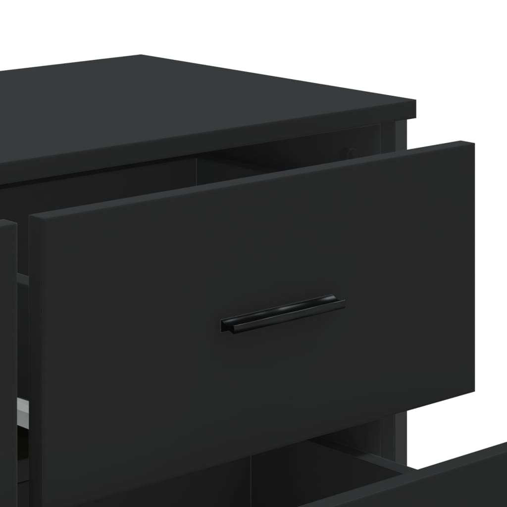 Chest of drawers, black, 91x35.5x74.5cm, engineered wood