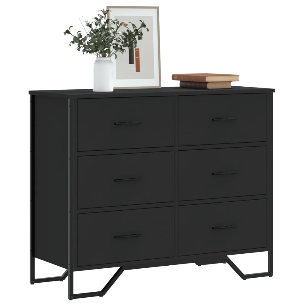 Chest of drawers, black, 91x35.5x74.5cm, engineered wood