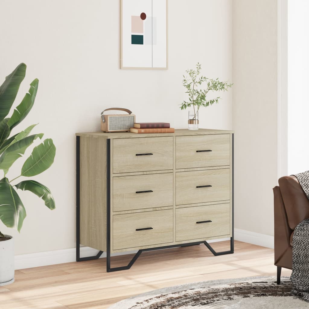 Chest of drawers, sonoma oak, 91x35.5x74.5cm, wood