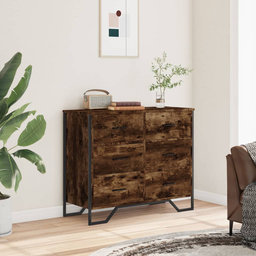 Chest of drawers, smoke oak, 91x35.5x74.5cm, wood