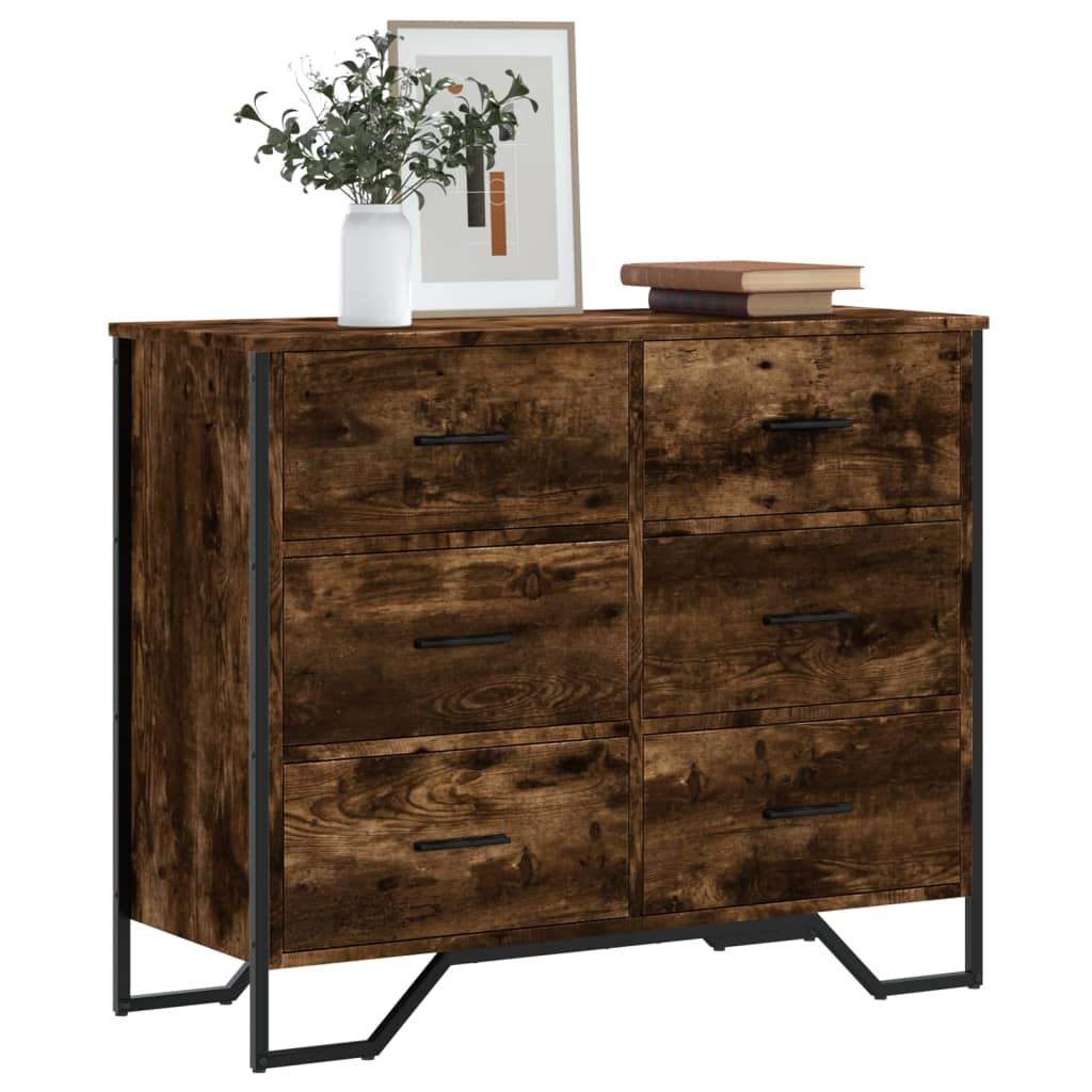 Chest of drawers, smoke oak, 91x35.5x74.5cm, wood