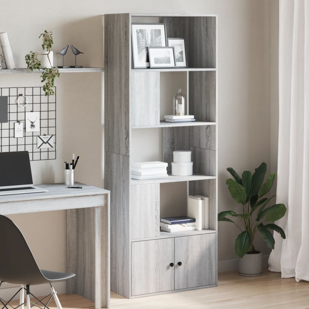 Bookcase, gray oak, 70x36x189cm, engineered wood