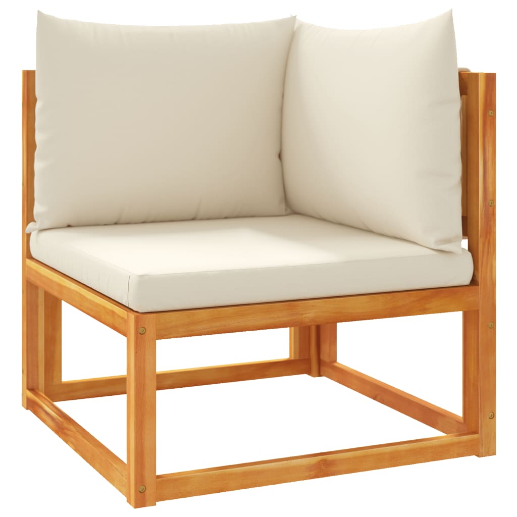 Corner Garden Sofas with Cushions, 2 pcs, Acacia Wood and Rope