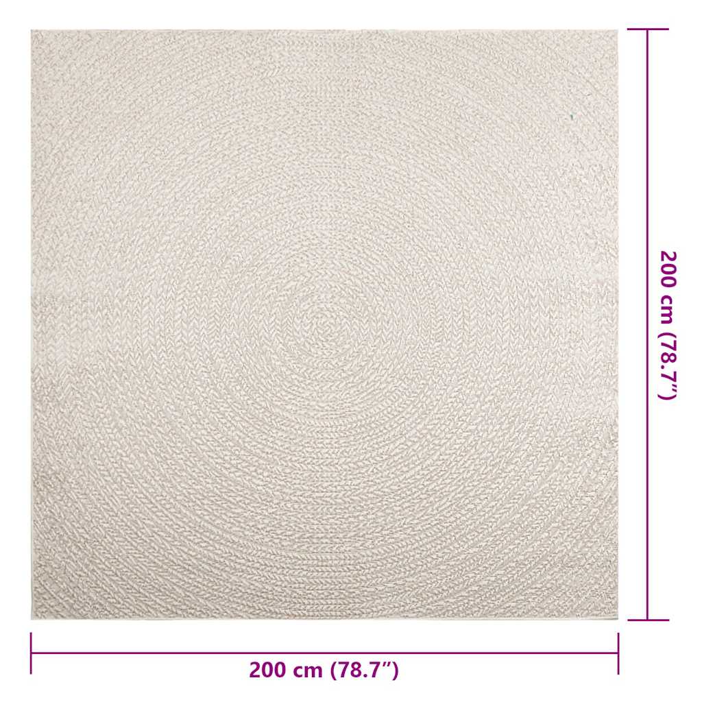 ZIZUR Rug, 200x200 cm, jute imitation, indoor and outdoor