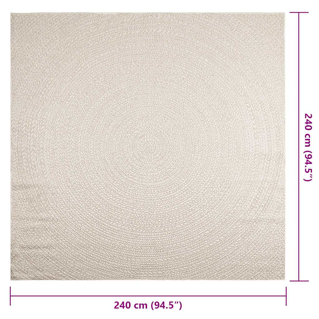 ZIZUR rug, 240x240 cm, jute imitation, indoor and outdoor