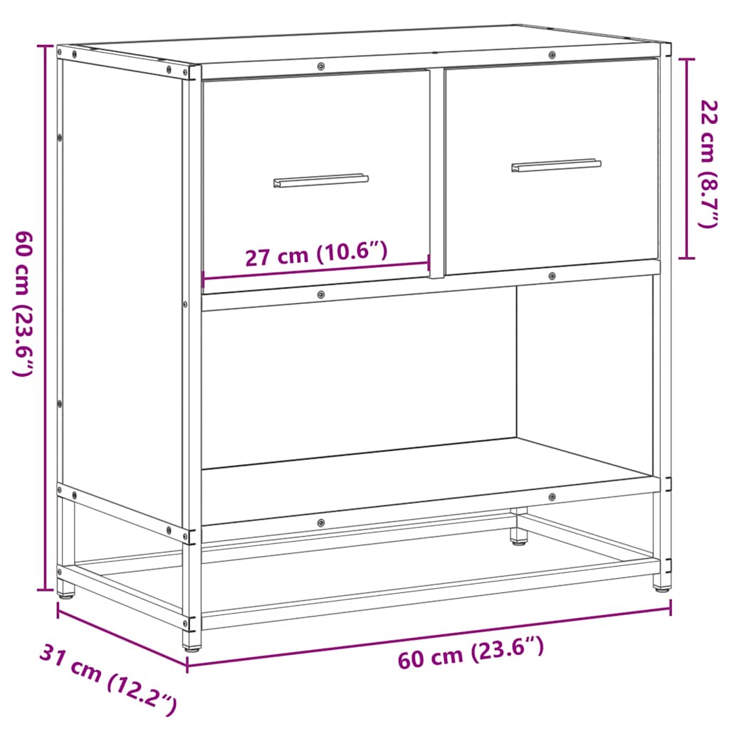 Naktsskapītis Melns 60x31x60 cm Koks un metāls