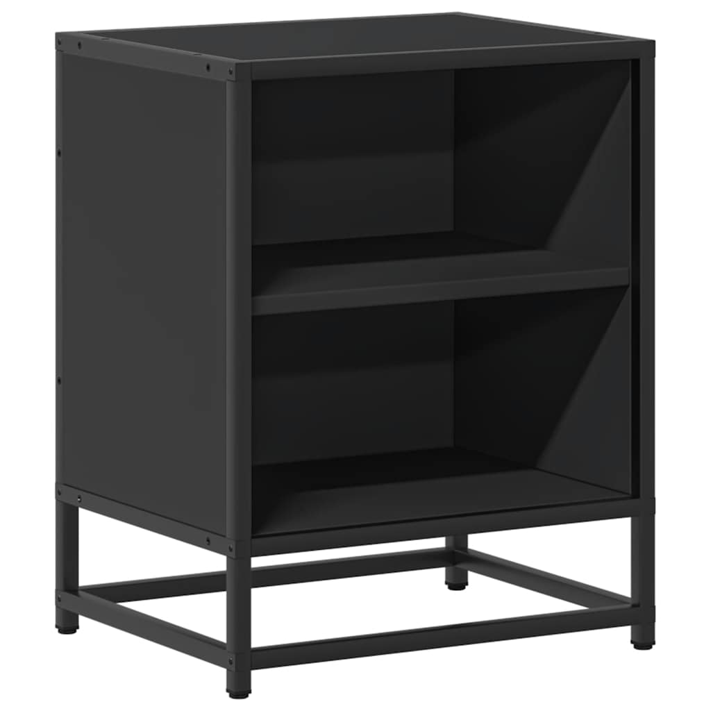 Spintelės prie lovos 2 vnt Juodos 40x31x50cm Mediena ir metalas