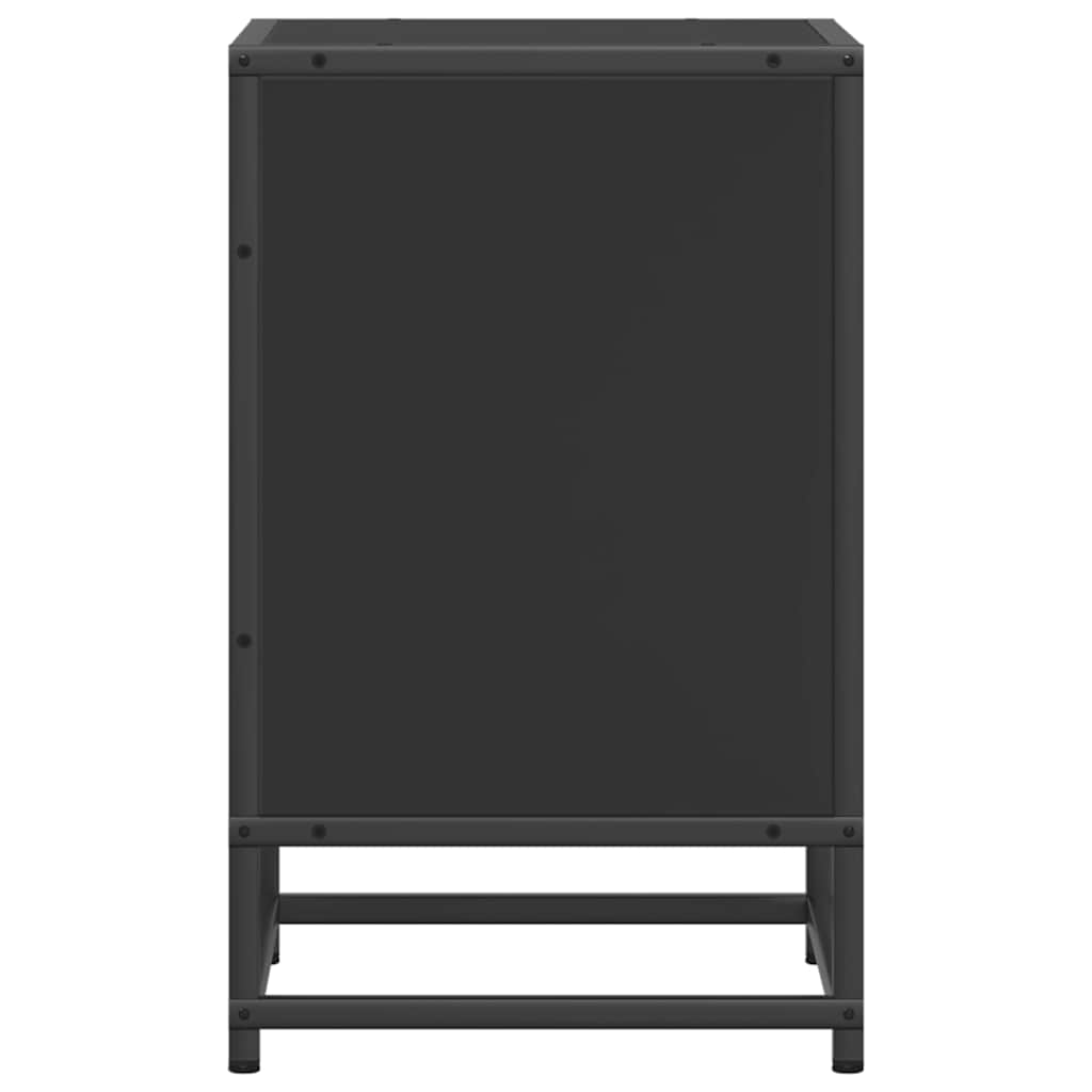 Spintelės prie lovos 2 vnt Juodos 40x31x50cm Mediena ir metalas