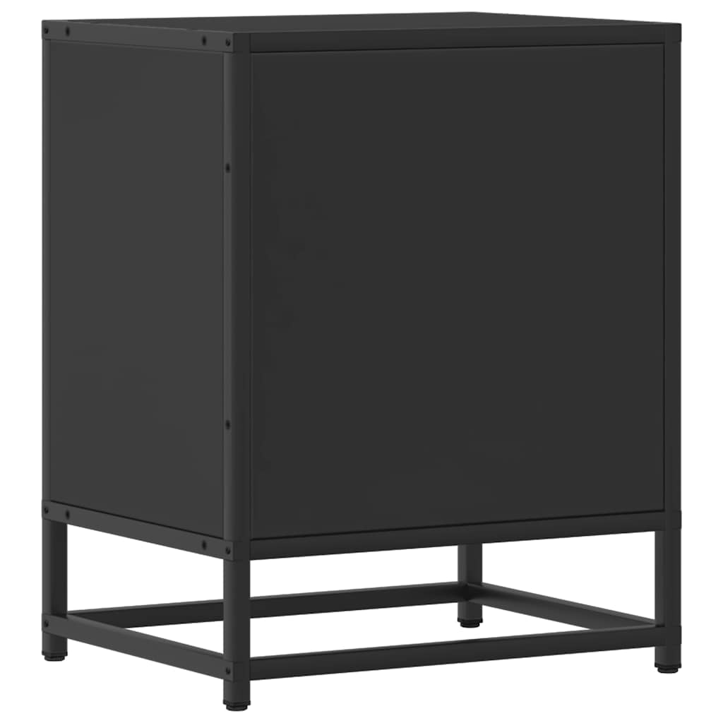 Spintelės prie lovos 2 vnt Juodos 40x31x50cm Mediena ir metalas