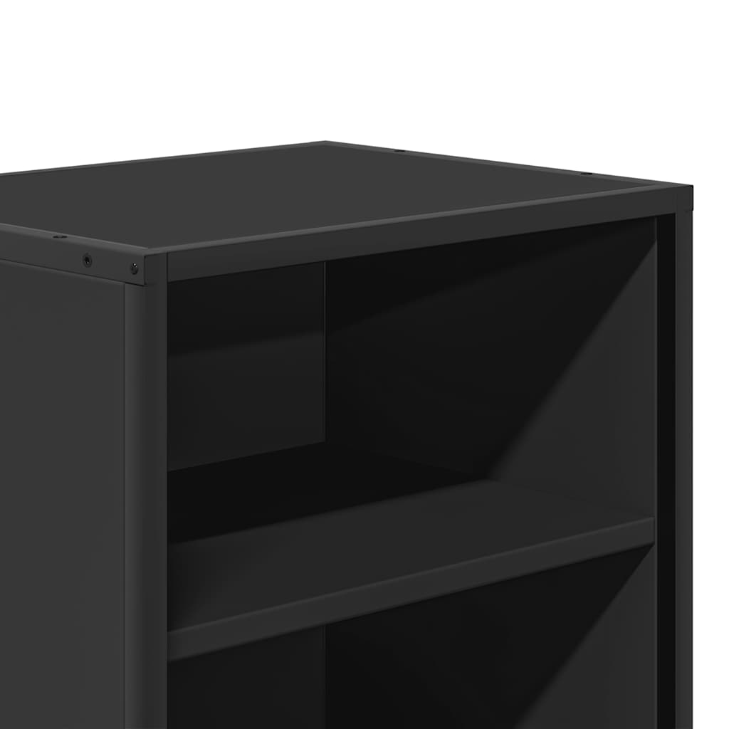 Spintelės prie lovos 2 vnt Juodos 40x31x50cm Mediena ir metalas