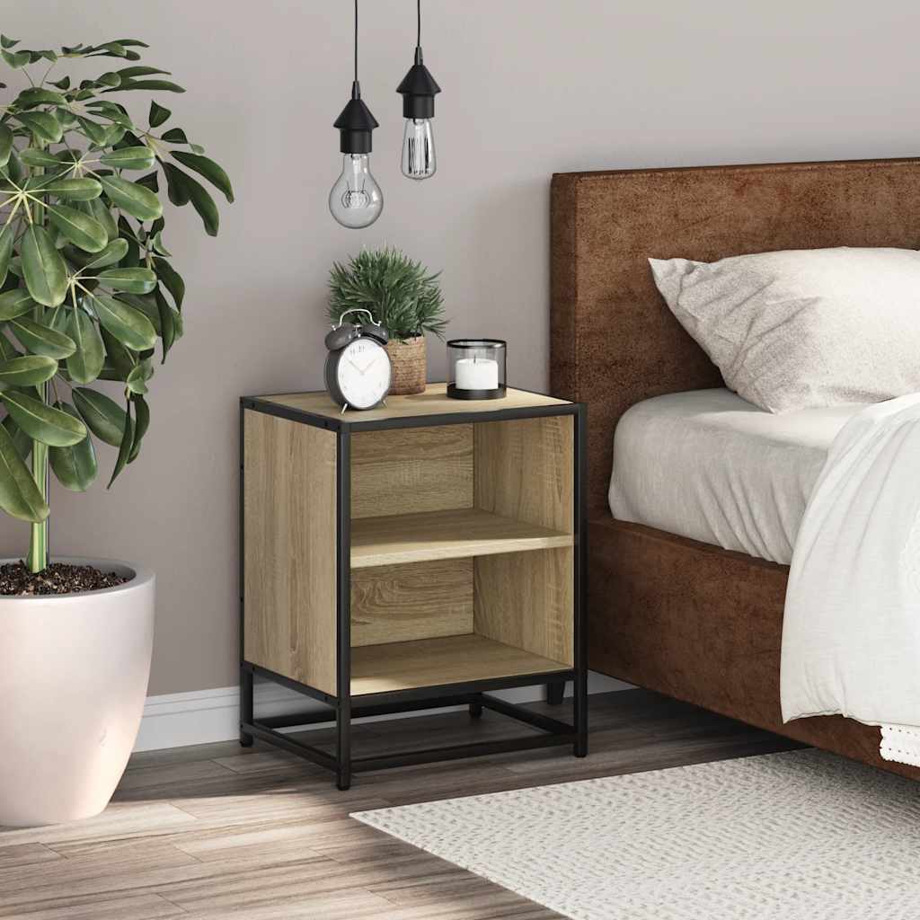 Bedside cabinet Sonoma oak 40x31x50 cm Wood and metal