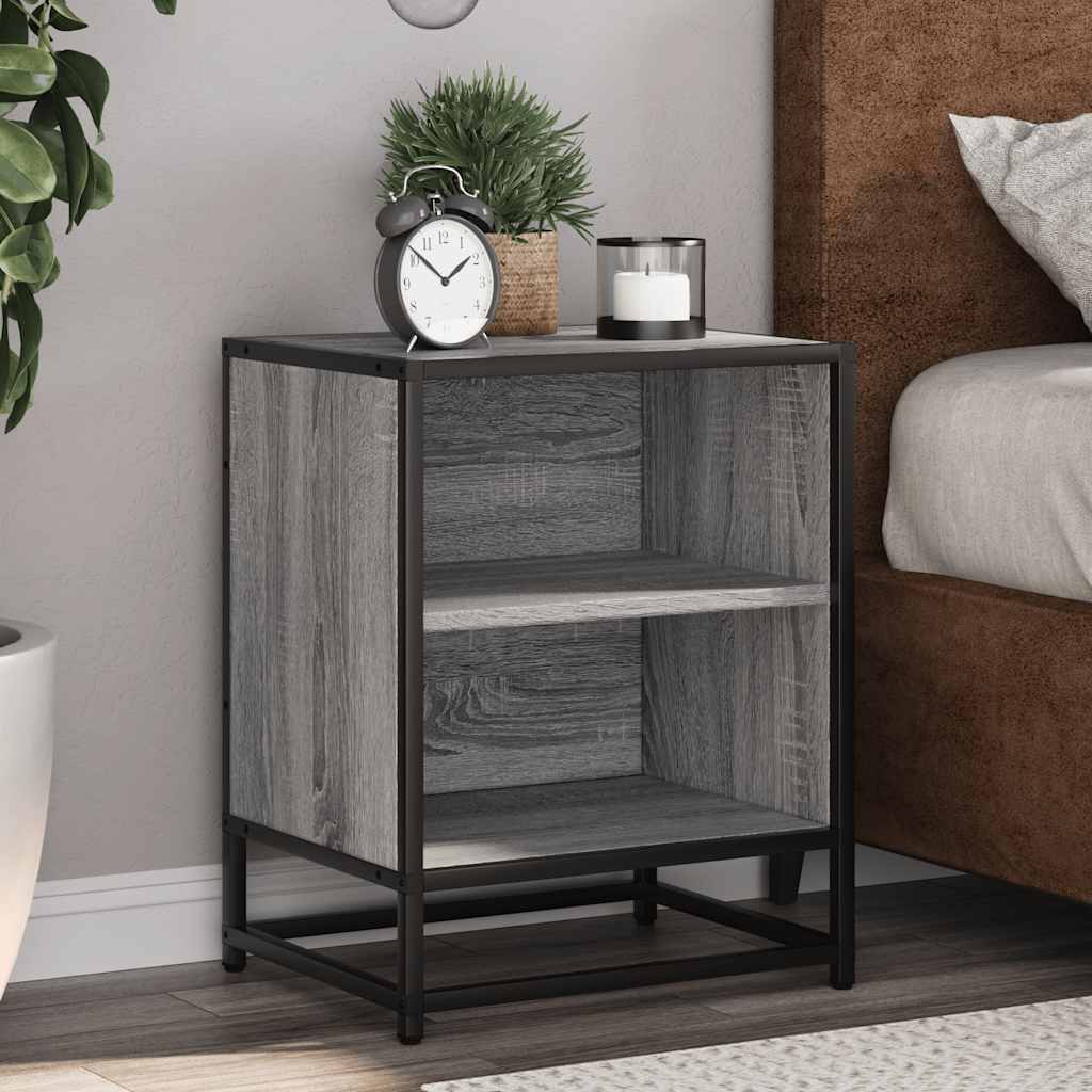 naktinė spintelė pilka Sonoma inžinerinė mediena ir metalas